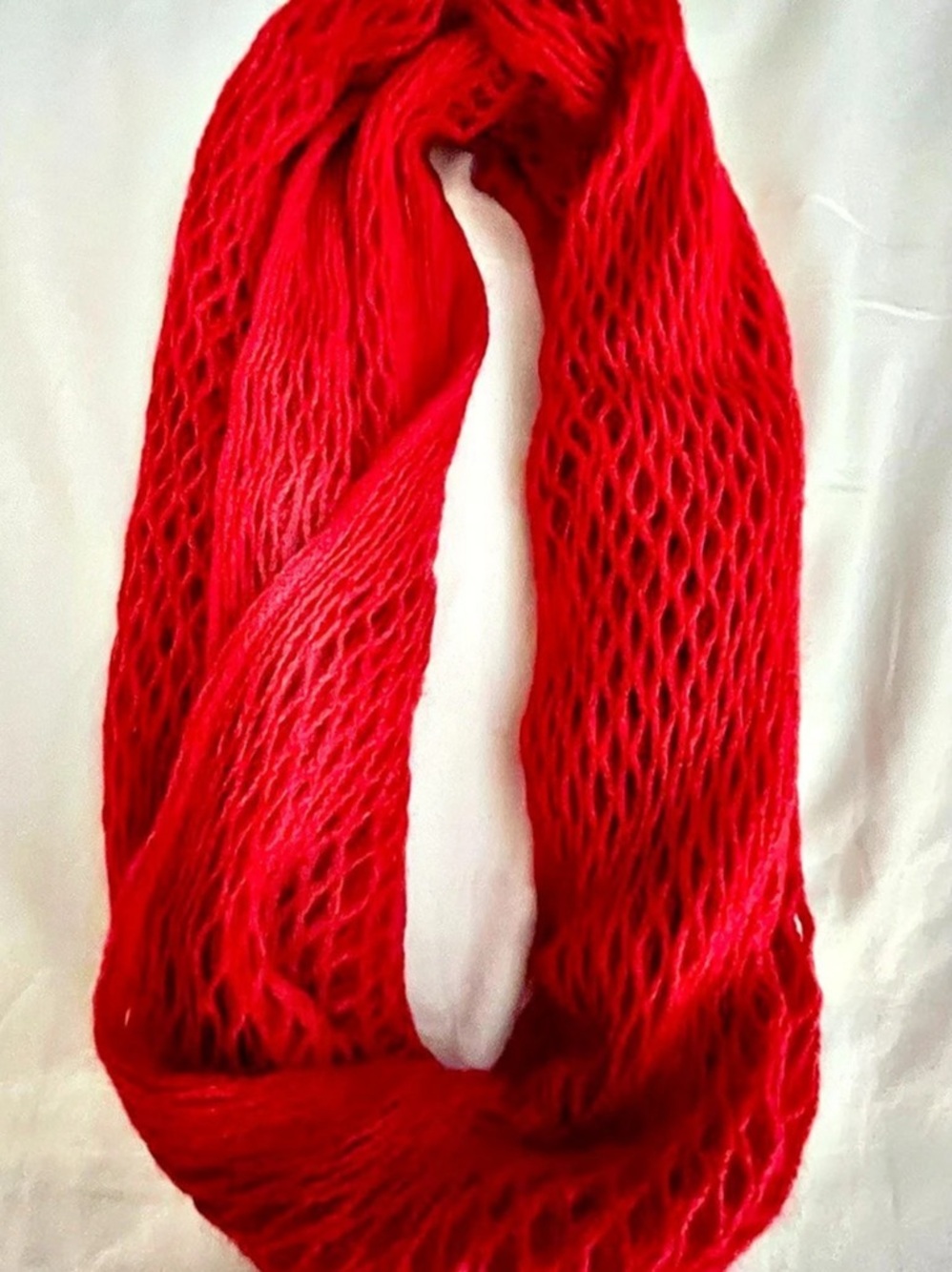 Red Mesh Scarf Wrap Like New